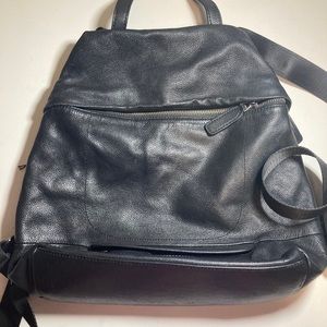 Black leather backpack